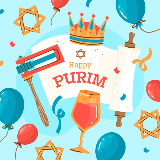 Płaska Ilustracja Purim