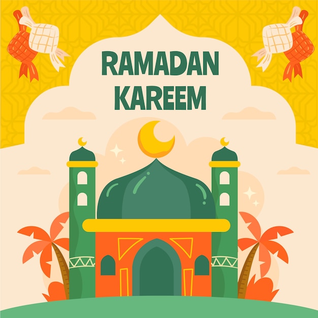 Bezpłatny wektor płaska ilustracja ramadan kareem