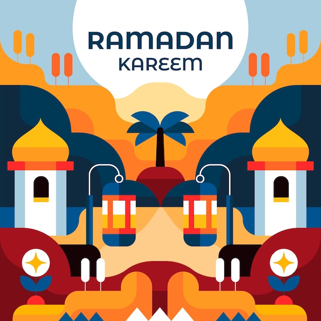 Płaska Ilustracja Ramadan