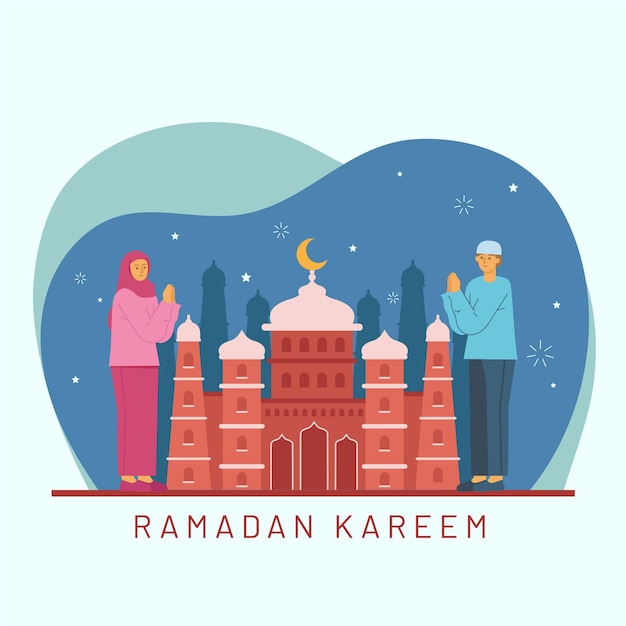 Bezpłatny wektor płaska ilustracja ramadanu