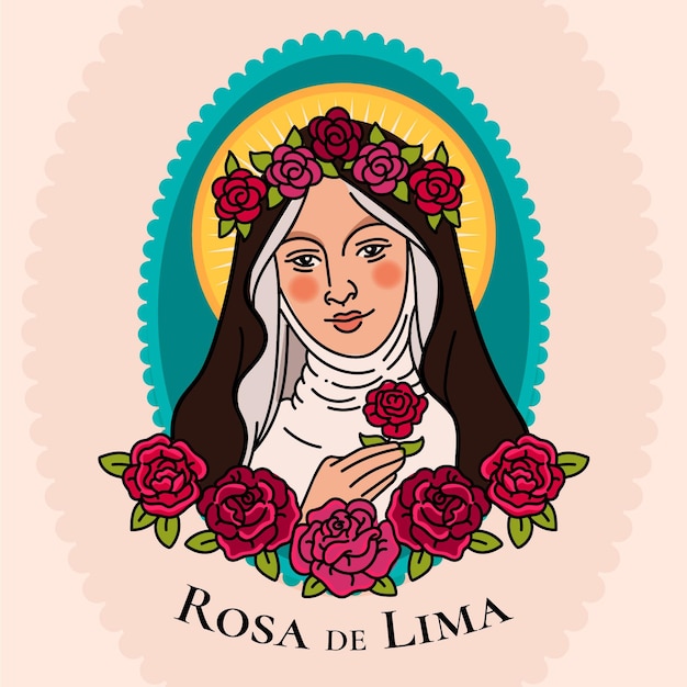 Płaska ilustracja santa rosa de lima