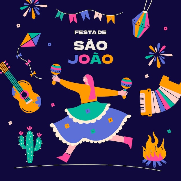 Płaska ilustracja sao joao