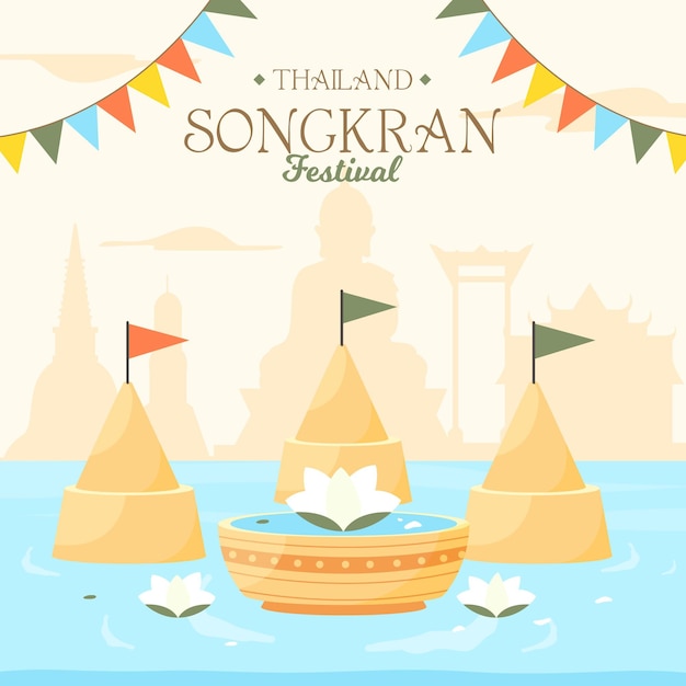 Płaska Ilustracja Songkran