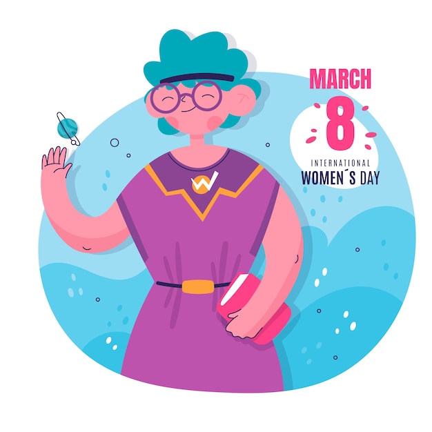Płaska ilustracja superwoman dnia kobiet