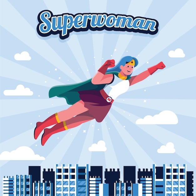 Bezpłatny wektor płaska ilustracja superwoman dnia kobiet