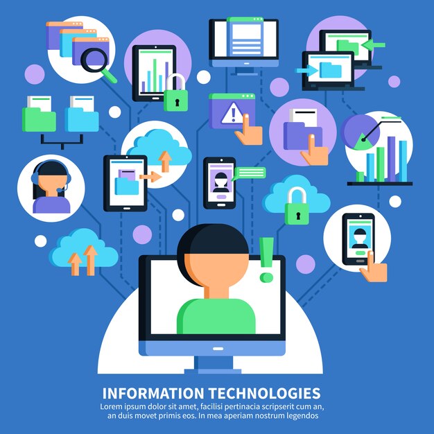 Płaska ilustracja technologii informacji