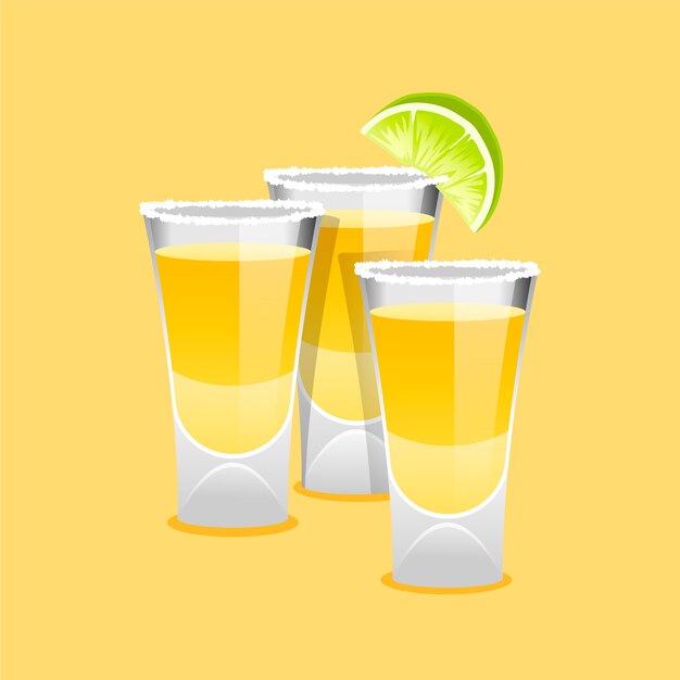 Płaska ilustracja tequili shot