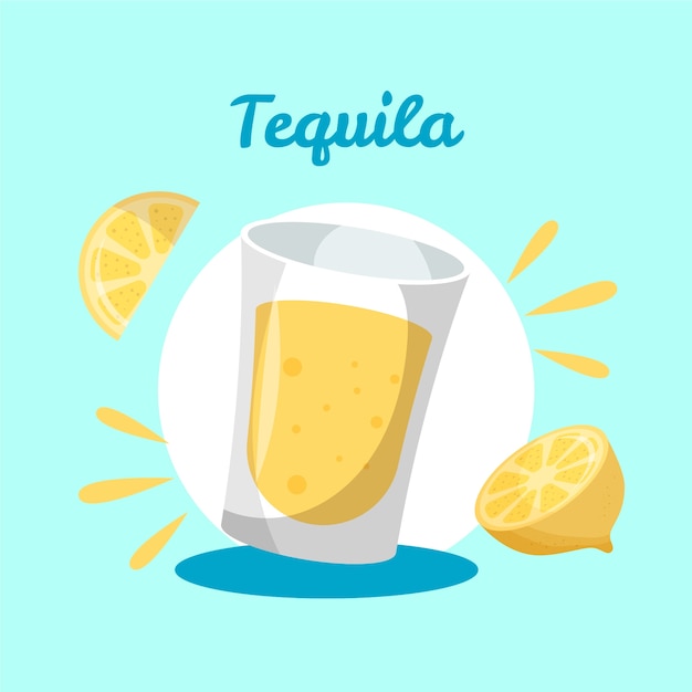 Płaska Ilustracja Tequili Shot