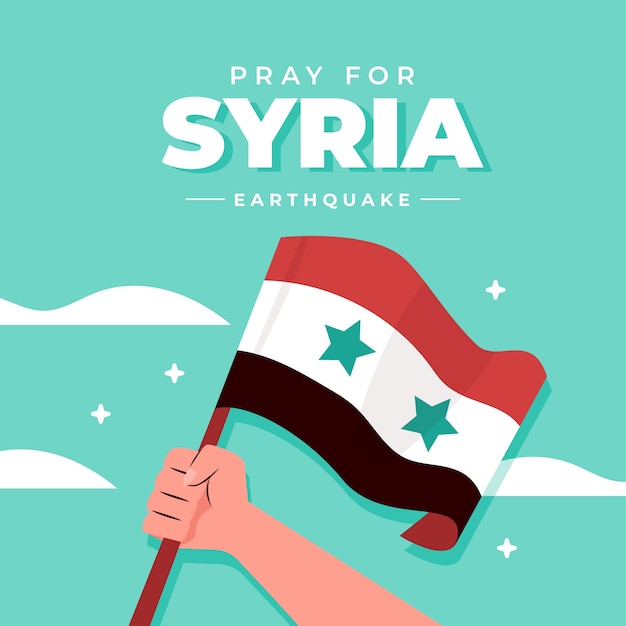 Bezpłatny wektor płaska ilustracja trzęsienia ziemi w syrii
