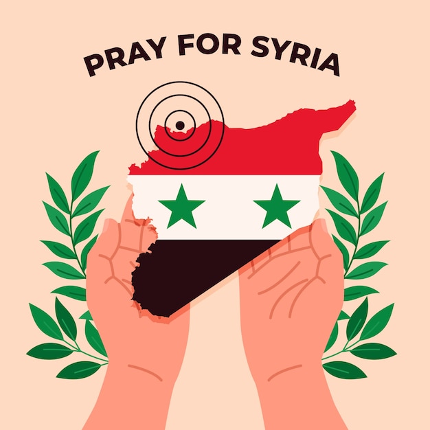 Bezpłatny wektor płaska ilustracja trzęsienia ziemi w syrii