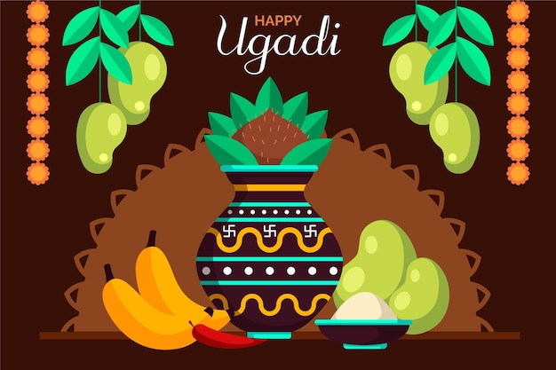 Bezpłatny wektor płaska ilustracja ugadi