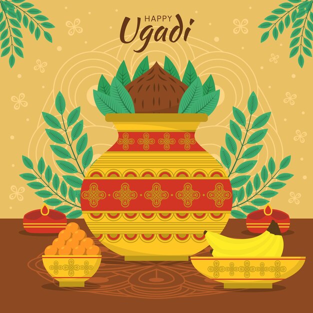 Płaska Ilustracja Ugadi