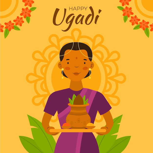 Płaska Ilustracja Ugadi