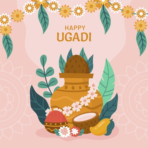 Bezpłatny wektor płaska ilustracja ugadi