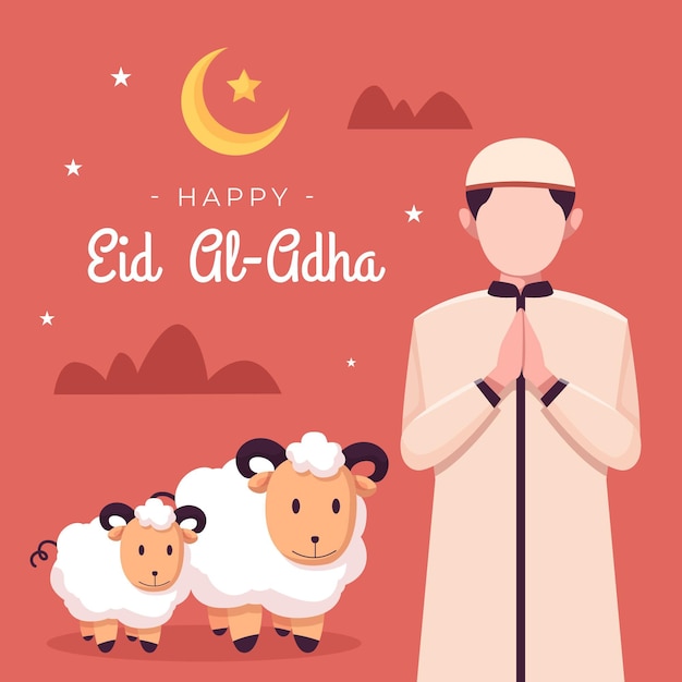Płaska ilustracja uroczystości eid al-adha
