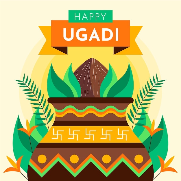 Płaska Ilustracja Uroczystości Ugadi