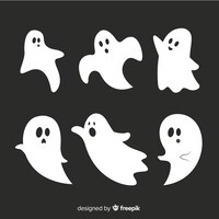 Bezpłatny wektor płaska kolekcja animowanych duchów halloween