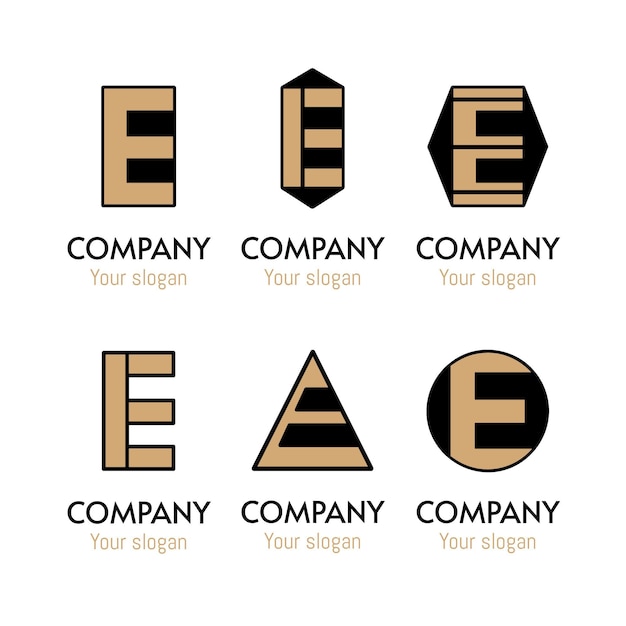 Bezpłatny wektor płaska kolekcja e logo