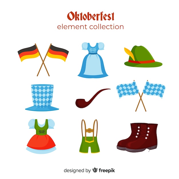 Bezpłatny wektor płaska kolekcja elementów oktoberfest