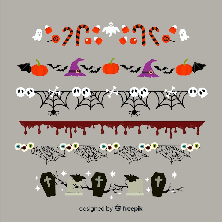 Bezpłatny plik Wektor płaska kolekcja granicy halloween
