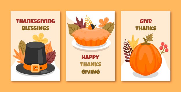 Płaska Kolekcja Kartek Z życzeniami Na święto Dziękczynienia