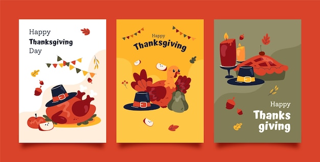 Płaska kolekcja kartek z życzeniami na święto dziękczynienia