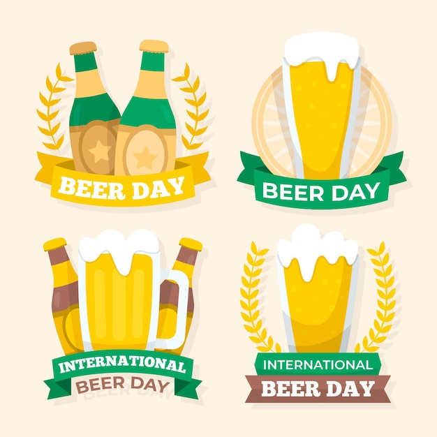 Płaska Kolekcja Kolekcji Odznak Z Okazji Międzynarodowego Dnia Piwa