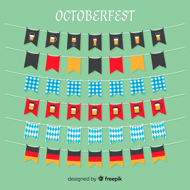 Bezpłatny wektor płaska kolekcja oktoberfest wianek