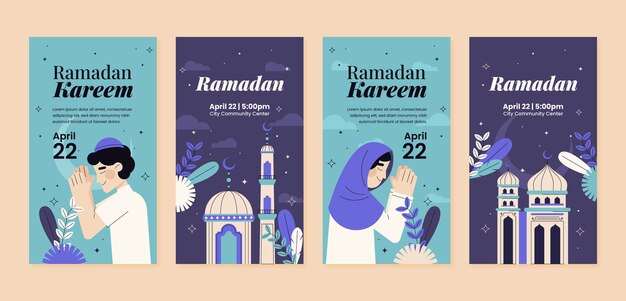 Płaska kolekcja opowiadań na instagramie na islamskie obchody ramadanu