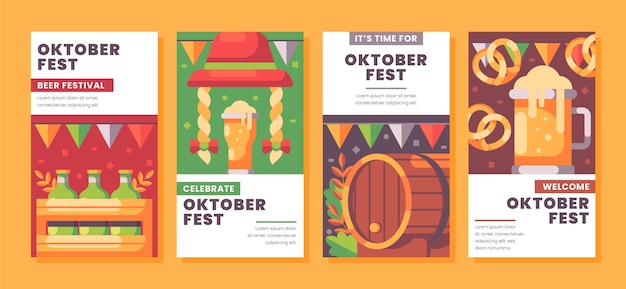 Płaska Kolekcja Opowiadań Na Instagramie Na Obchody Oktoberfest