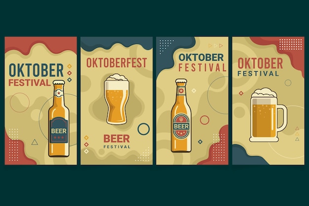 Płaska Kolekcja Opowiadań Na Instagramie Z Oktoberfest