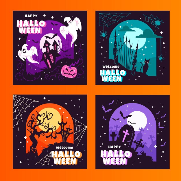 Płaska kolekcja postów na instagramie halloween