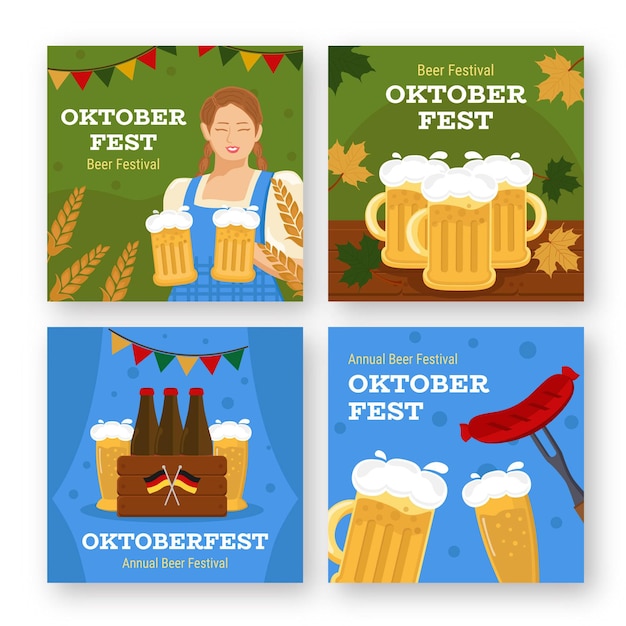 Płaska Kolekcja Postów Na Instagramie Oktoberfest