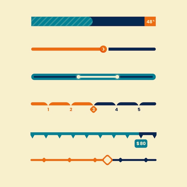Bezpłatny wektor płaska kolekcja suwaków ui