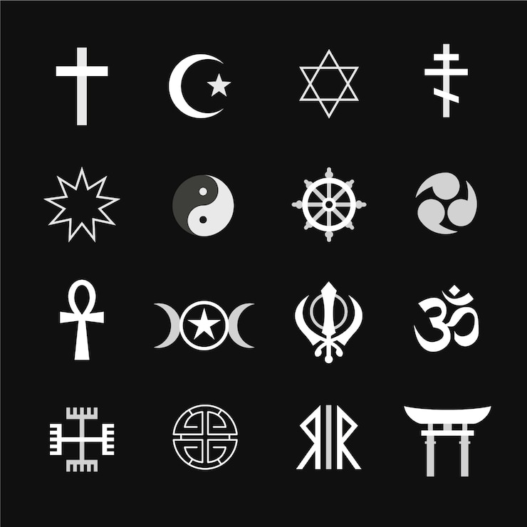 Bezpłatny plik Wektor płaska kolekcja symboli religijnych
