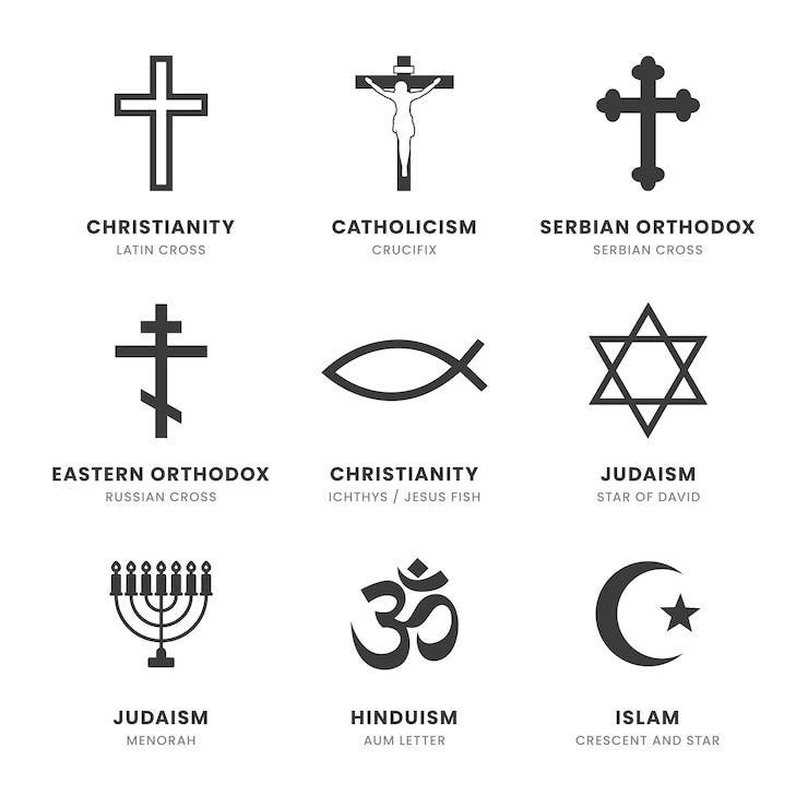 Bezpłatny plik Wektor płaska kolekcja symboli religijnych
