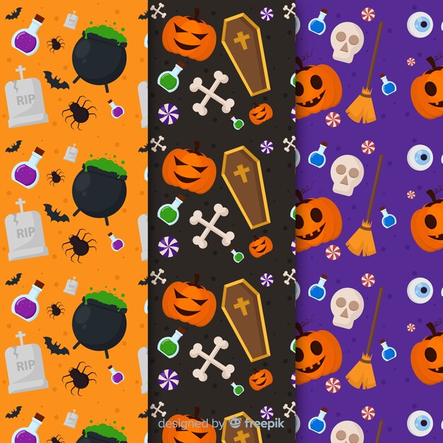 Płaska kolekcja z akcesoriami halloweenowymi z niejasnymi elementami