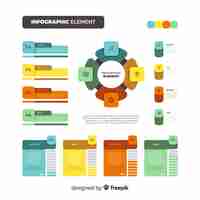 Bezpłatny wektor płaska kolorowa kolekcja elementów infographic