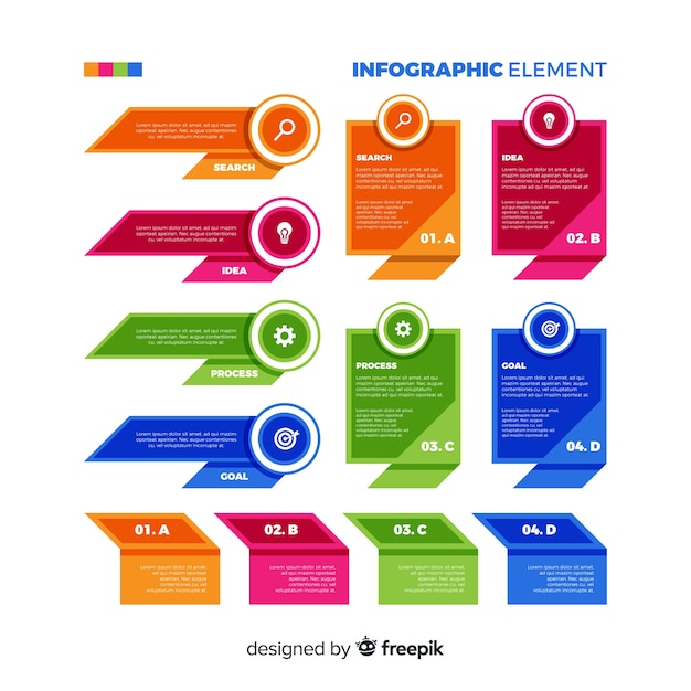 Płaska Kolorowa Kolekcja Elementów Infographic