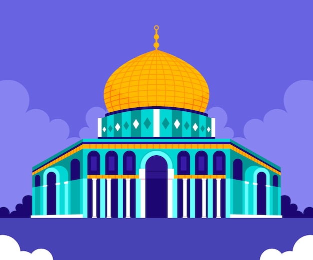 Bezpłatny wektor płaska konstrukcja al aqsa ilustracja