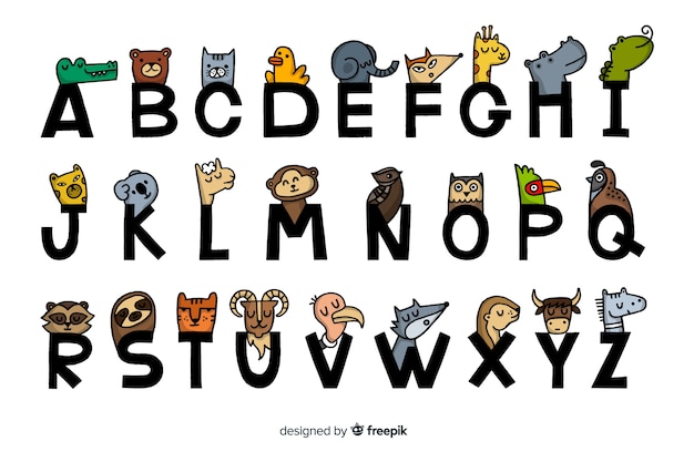 Płaska konstrukcja alfabetu zwierząt