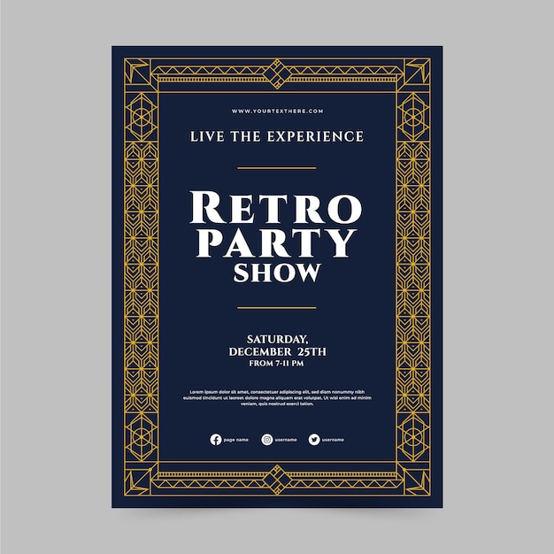 Płaska Konstrukcja Art Deco Retro Party Show Plakat