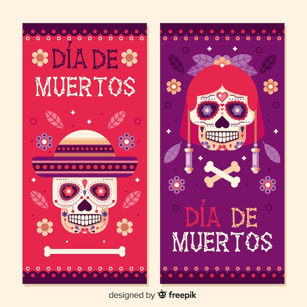 Płaska Konstrukcja Banery Día De Muertos