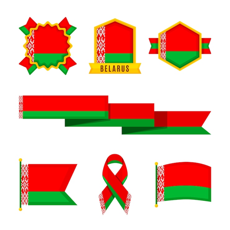 Bezpłatny plik Wektor płaska konstrukcja białoruskich emblematów narodowych