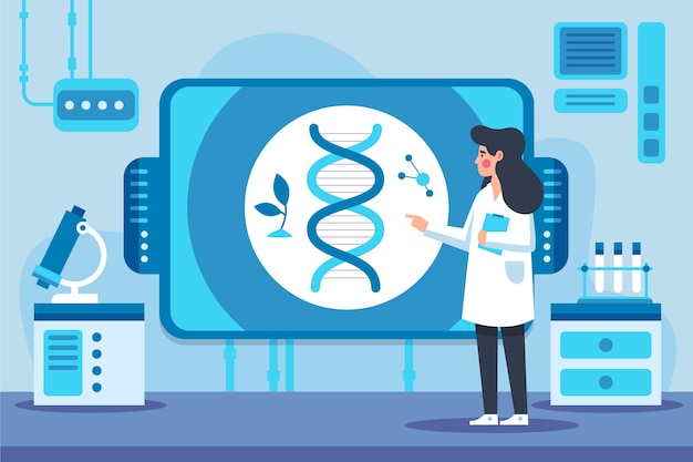 Bezpłatny wektor płaska konstrukcja biotechnologii ilustracja