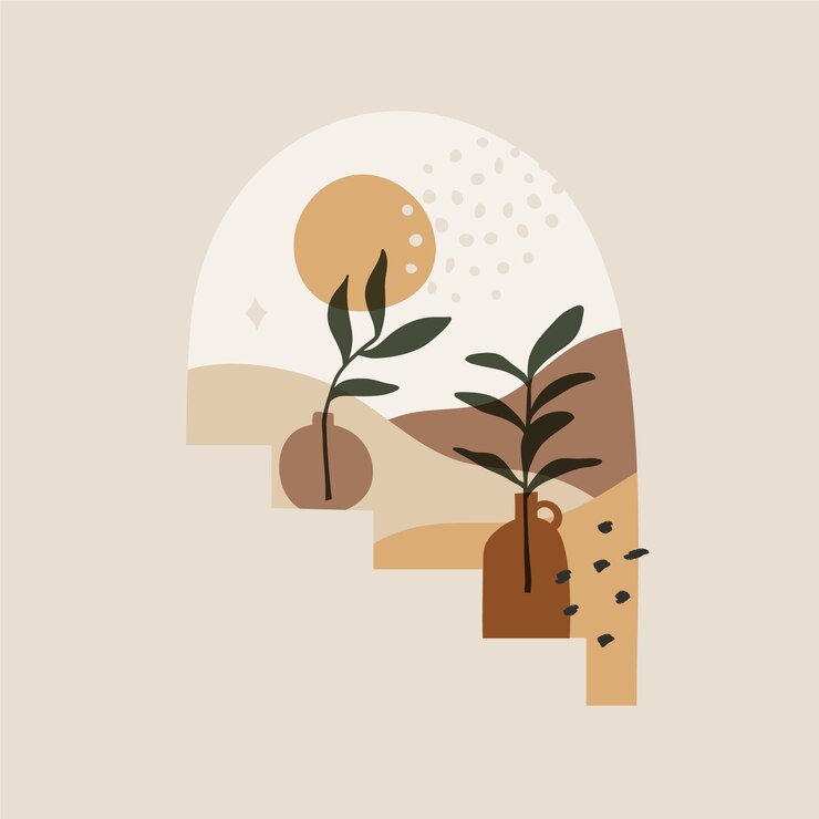 Bezpłatny plik Wektor płaska konstrukcja boho ilustracja ścienna