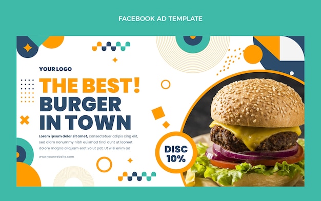 Płaska Konstrukcja Burger Facebook Szablon