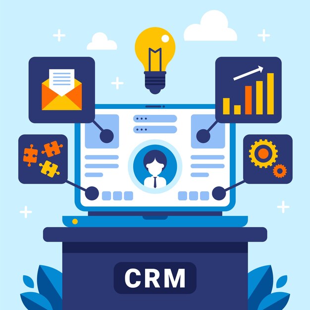 Płaska konstrukcja CRM ilustracja