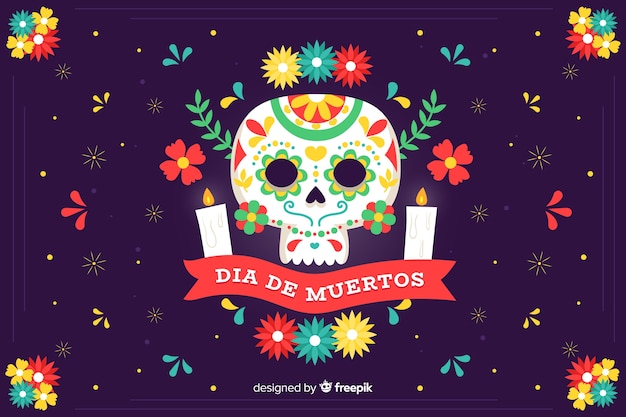 Płaska Konstrukcja Día De Muertos Tło