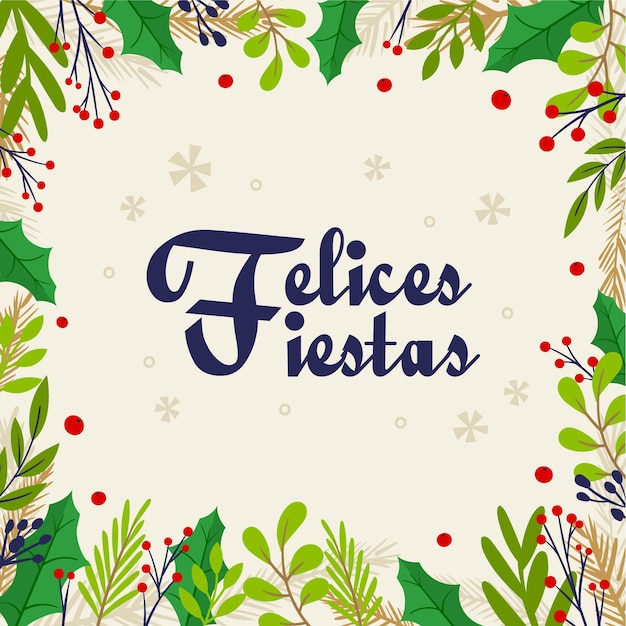 Płaska Konstrukcja Felices Fiestas Tło Z Gałęzi Drzew